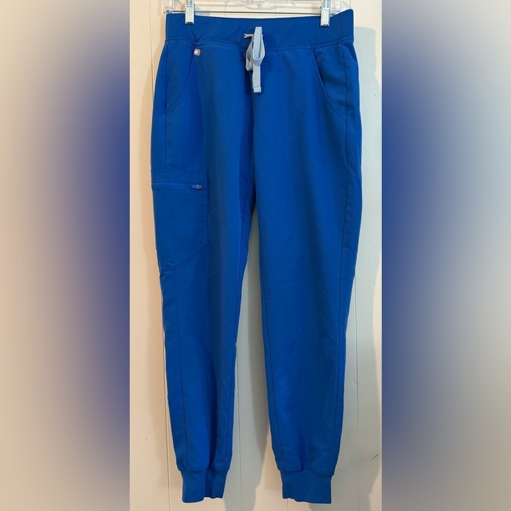 Figs Blue Jogger Scrub Pants Drawstring Waist Pockets Women's Size Small